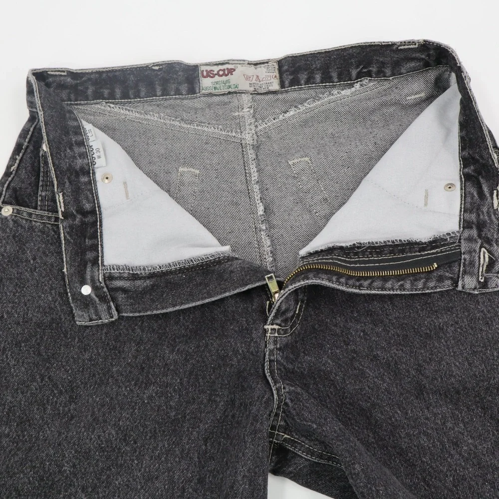 Vintage US-CUP Black Acid Wash Straight Leg Jeans Mens 30x30 High Rise 90s Denim